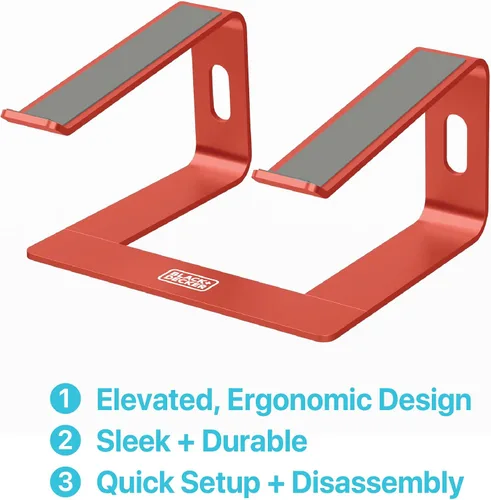 Miniatura 2 de BLACK+DECKER Soporte ergonómico para laptop para escritorio, soporte ergonómico para computadora portátil, compatible con MacBook Notebook, soporte