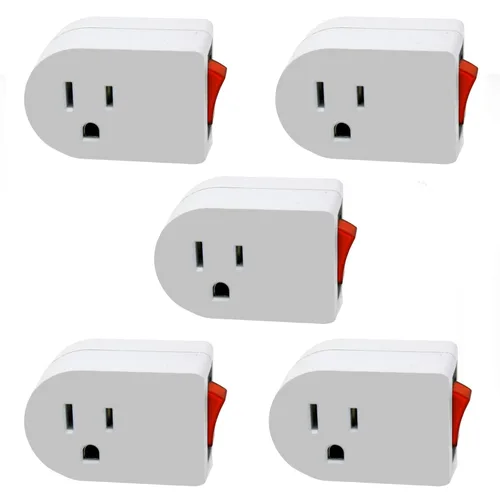 Miniatura 6 de Wideskall® - Interruptor de encendido/apagado de alimentación con luz roja, enchufe de pared de 3 puntas con conexión a tierra, adaptador de toma