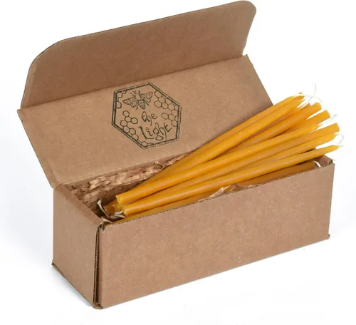 Miniatura 12 de Velas de Cera de Abeja 100% Puras - Velas Decorativas y Sumergidas Naturales Hechas a Mano, Insípidas y Sin Humo para Navidad, Adviento y Janucá