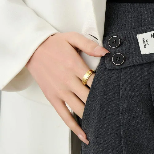 Miniatura 3 de MYNENEY Anillo para ansiedad con circonita cúbica para aliviar el estrés para mujeres, alianza de compromiso de boda para mujeres y hombres