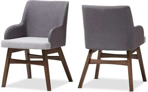 Baxton Studio Monte Mid-Century - Sillón de tela gris bicolor