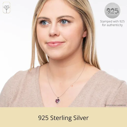 Miniatura 2 de MAX + STONE Collar con colgante de corazón de dos tonos con elementos de plata de ley, 18 pulgadas