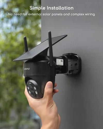 Miniatura 5 de Cámaras COOAU para seguridad del hogar, cámaras de seguridad solar inalámbricas de 2K 360° para exteriores, recargables en condiciones de poca luz