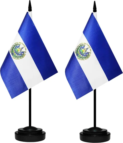 Miniatura 35 de Juego de banderas de escritorio de México, paquete de 2 banderas de mesa mexicanas, mini bandera de escritorio pequeña con poste negro sólido de 12