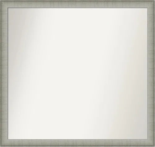 Miniatura 10 de Amanti Art Espejo de baño plateado para sobre fregadero, 25 x 25 pulgadas, espejo de tocador cuadrado estrecho de níquel cepillado, marco de madera