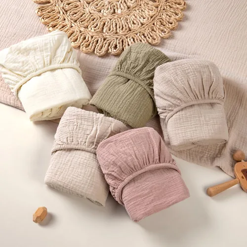 Miniatura 8 de lulumoon Sábanas de muselina para moisés para bebé: sábanas ajustables suaves para moisés de cabecera para niños y niñas Oliva y Crema