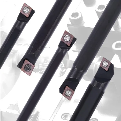Miniatura 6 de Juego de 15 piezas de barra perforadora interna indexable para torno - 5 piezas de soporte para herramientas de torno de metal - 10 insertos de 5