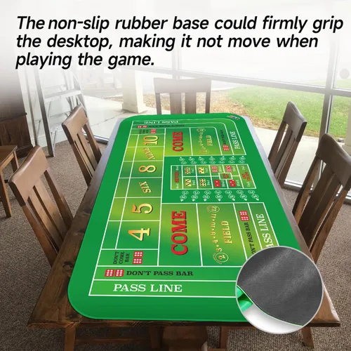 Miniatura 5 de GSE Games & Sports Expert Tapete de mesa de dados de casino de 70 x 35 pulgadas con bolsa de transporte, cubierta de goma antideslizante