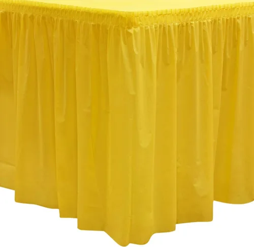 Miniatura 17 de Party Essentials Falda de mesa de plástico desechable resistente, 1 unidad, 29 pulgadas de ancho x 14 pies (168 pulgadas) de largo, amarillo