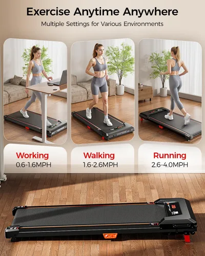 Miniatura 6 de Cinta de caminar XBD, alfombrillas inclinadas para debajo del escritorio con capacidad de 330 libras, caminadora portátil de 2.5 HP para el hogar