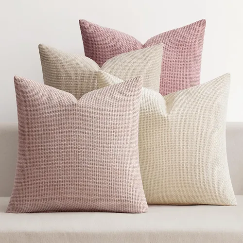 Miniatura 34 de MIULEE Paquete de 4 fundas de almohada para sofá, 16 x 16 pulgadas, fundas de almohada decorativas de felpilla suave color crema, fundas de cojín