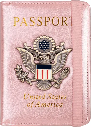 Miniatura 9 de TOURSUIT Combo de pasaporte y tarjeta de vacunación con bloqueo RFID, estuche protector para documentos de viaje, organizador de pasaporte de cuero