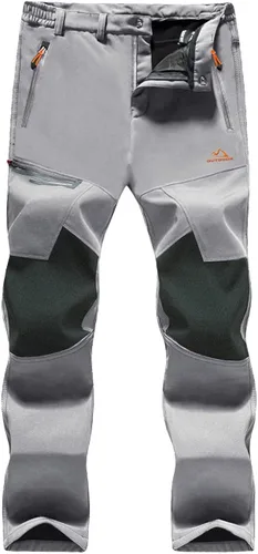 MAGCOMSEN Pantalones de invierno para hombre, con forro polar, resistentes al agua, 4 bolsillos con cremallera, pantalones para exteriores