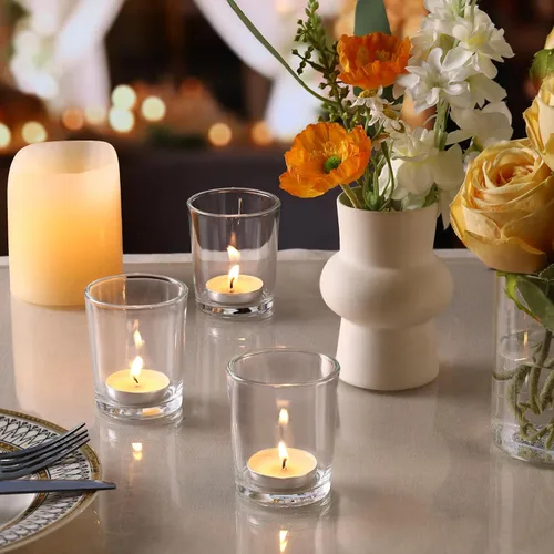 Miniatura 8 de LETINE Clear Glass Tea Light Holders Set of 6 - Votive Candle Holders for Weddings, Events, Home, Bridal Shower, Birthday, Christmas, Party Table