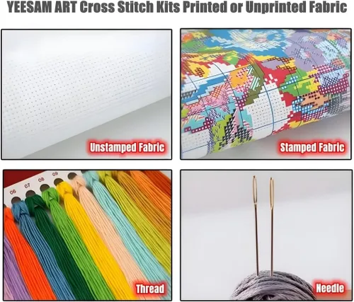Miniatura 4 de YEESAM ART Van Gogh - Kits de punto de cruz para adultos, principiantes, cafetería, 11 unidades, estampado de bricolaje, kit de iniciación