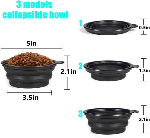Miniatura 2 de Tazón plegable para perro, paquete de 2 cuencos de viaje portátiles y plegables para mascotas, platos plegables para perros y gatos y animales