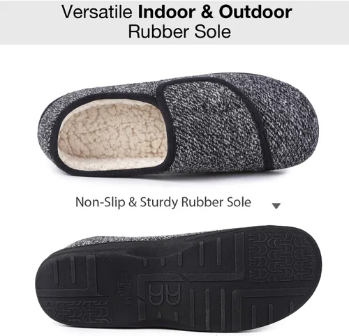 Miniatura 6 de LongBay Pantuflas de casa para diabéticos para hombre, de espuma viscoelástica, cómodas, extra anchas y antideslizantes