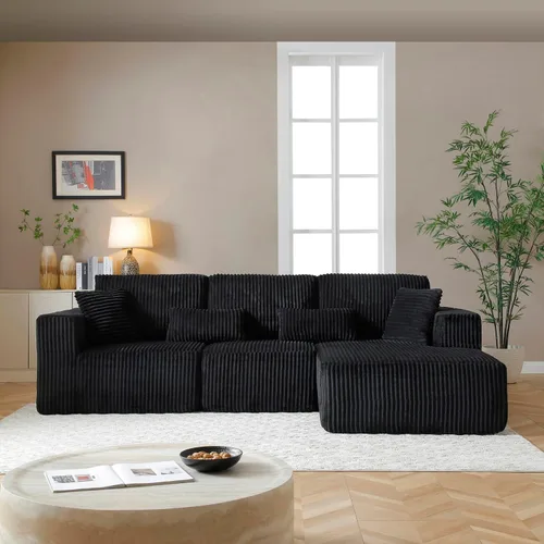 Miniatura 18 de Sofá seccional modular de 110", sofá seccional Cloud con asiento profundo, sofás tapizados sin huesos para sala de estar, sofá modular moderno