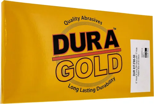 Miniatura 4 de Dura-Gold Discos de lijado dorados de 6 pulgadas de alta calidad, grano 80 (caja de 50), papel de lija de gancho y bucle sin polvo con patrón de 17