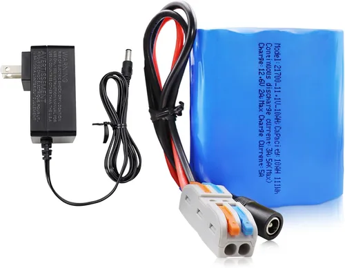 Miniatura 9 de KBT 12V 1200mAh Batería recargable de iones de litio, paquete de batería de repuesto con cables desnudos y cargador compatible para dispositivos