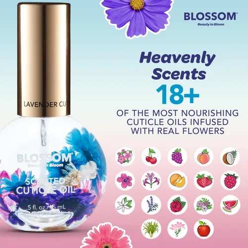 Miniatura 2 de Blossom Aceite para cutículas hidratante, hidratante, fortalecedor, perfumado, infundido con flores reales, fabricado en Estados Unidos, 0.42 fl.