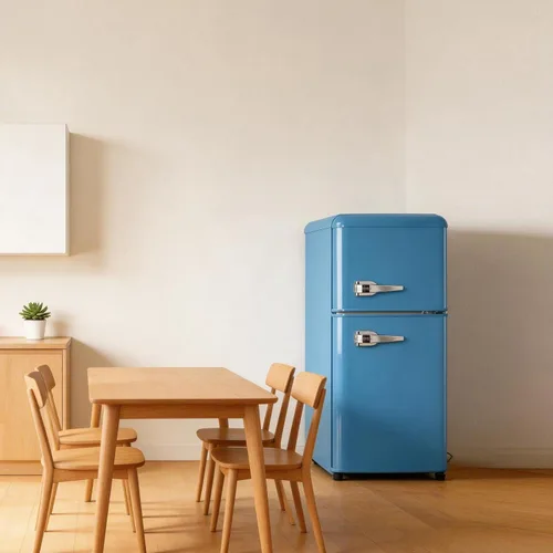Miniatura 6 de Cucina Magica Mini Refrigerador para Dormitorio, Mini Refrigerador de 3.2 pies cúbicos, Refrigerador retro con puertas dobles ajustables