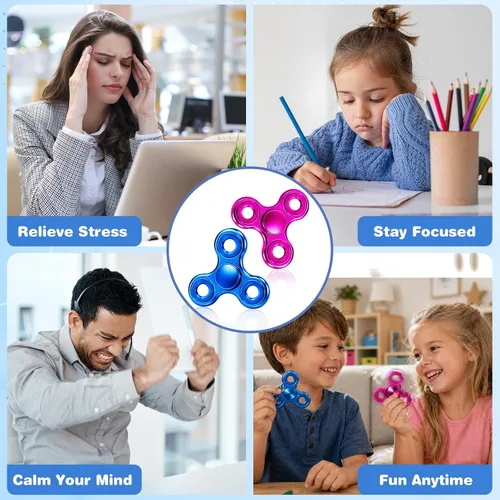 Miniatura 3 de Fidget Spinners 2 unidades, juguete de metal para aliviar el estrés, giro silencioso de alta velocidad, reducción de enfoque y ansiedad, juguetes
