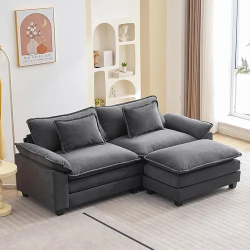 Miniatura 54 de Oprisen Sofá Seccional Modular, Cómodo Cloud Couch Sofá Seccional, Sofá Cama de Chenilla con Asiento Profundo con Almohadas Decorativas para Sala