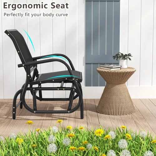 Miniatura 8 de Giantex Silla columpio con marco de metal de estudio, cómoda silla de patio para jardín, porche, patio trasero, piscina, mecedora para césped al