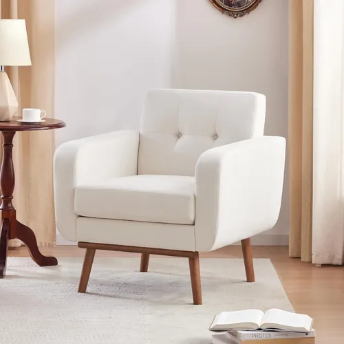 Miniatura 22 de HUIMO Leather Accent Chair, Button Tufted Living Room Chairs Easy to Install, Upholstered Arm Chair for Living Room Bedroom Study Office