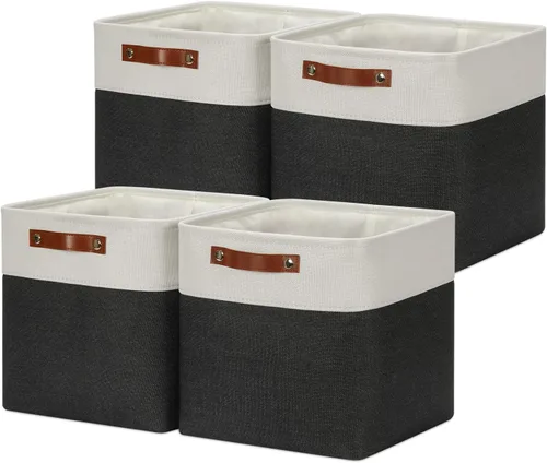 DULLEMELO Juego de 4 cubos de almacenamiento, cesta de almacenamiento de tela para estantes, armario, cuarto del bebé, almacenamiento de juguetes,