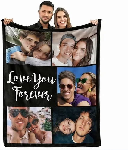 Miniatura 16 de MeMoShe Mantas personalizadas con fotos, regalos personalizados para parejas, manta de foto personalizada, regalos personalizados de "Te quiero