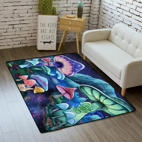 Miniatura 11 de Alfombra de gatos de dibujos animados para niñas, bonita decoración de habitación de niños, alfombra con temática de animales azules, alfombra ultra
