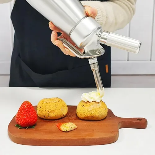 Miniatura 7 de Dispensador de crema batida de 16.9 fl oz, recipiente de aluminio de 1 pinta de crema batida con 6 boquillas de decoración, batidor de crema batida
