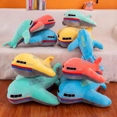 Miniatura 5 de Juguete de peluche de 15.7 pulgadas, almohada de peluche de avión, cojín suave de avión de juguete, bonita decoración de guardería y juguete