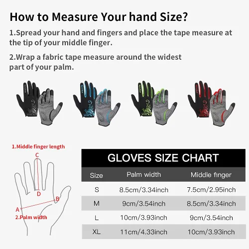 Miniatura 7 de Kyncilor Guantes de ciclismo, guantes de ciclismo, guantes de correr para hombres y mujeres, guantes de entrenamiento de dedo completo, pantalla