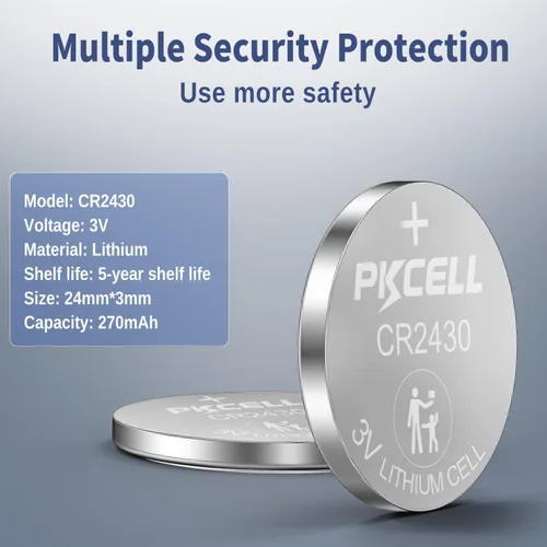 Miniatura 2 de PKCELL CR2430 - Batería de litio CR2430 de 3 V, 10 unidades Batería 2430 a prueba de fugas, sin mercurio, para relojes, llavero, control remoto