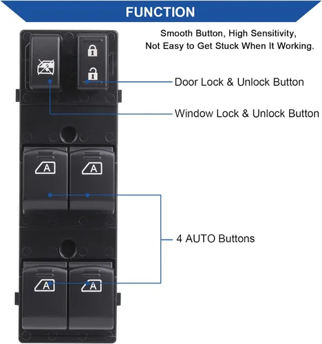 Miniatura 7 de Obaee 25401-9N00D Interruptor de ventana eléctrica frontal Botón maestro de control Compatible con Nissan Maxima 2009-2012, Infiniti 2007-2008 G35