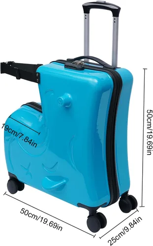 Miniatura 3 de Maleta para niños de 20 pulgadas, maleta portátil para niños, maleta de viaje para niños, equipaje para niños con rueda universal y cerradura, azul