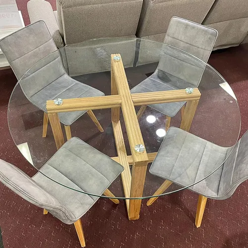 Miniatura 2 de Mesa redonda de vidrio templado de 40 pulgadas, mesa circular transparente de 0.35 pulgadas de grosor con 6 anillos de goma antideslizantes