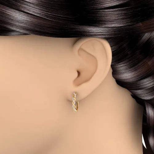 Miniatura 3 de Aretes de aro trenzados de diamantes de 15 quilates en oro de 10 quilates