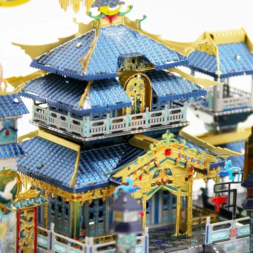 Miniatura 2 de MU Moon Palace Rompecabezas 3D de Metal para Adultos para Construir con Soporte de Iluminación, Kits de Construcción de Modelos de Metal DIY