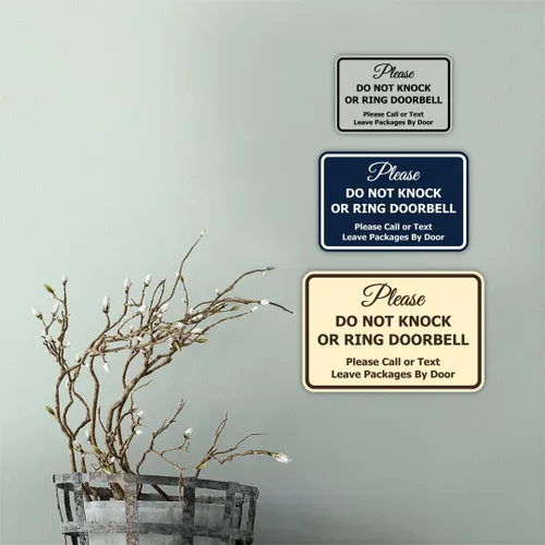 Miniatura 4 de Signs ByLITA Clásico enmarcado Por favor no golpee ni toque el timbre de la puerta, señal para pared o puerta - Fácil instalación Instrucción