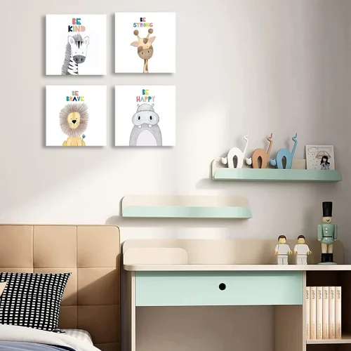 Miniatura 7 de Quzenu Safari Animal Baby Room Decor Canvas Prints Kids Art Frame Jungle Nursery Decor