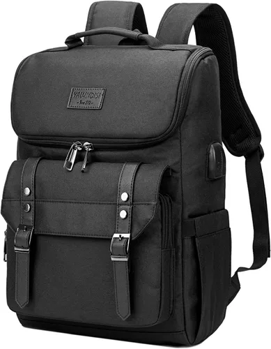 Mochila vintage de viaje para laptop con puerto de carga USB para mujeres y hombres, estudiantes escolares. universitarios, mochila para laptop de