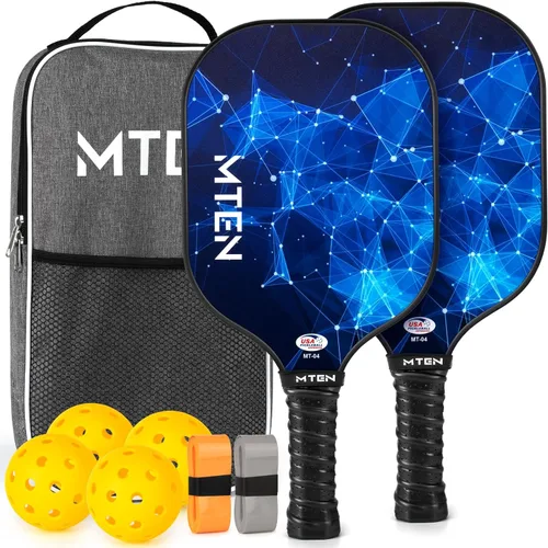 Pickleball Paddles Set of 2 or 4, or Single Paddle – USAPA Approved Fiberglass Surface Pickleball Rackets Set for Men & Women azul*2