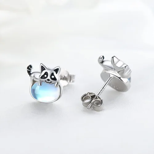 Miniatura 2 de Aretes de plata de ley con diseño de perezoso, caballo, búho, gato, miel, libélula, tiburón, delfín, tortuga, elefante, rana, perezoso, búho, koala