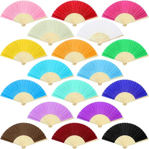 Aneco 18 abanicos de mano de 18 colores, abanicos plegables de bambú para decoración de bodas, regalos de boda de iglesia, recuerdos de fiesta,