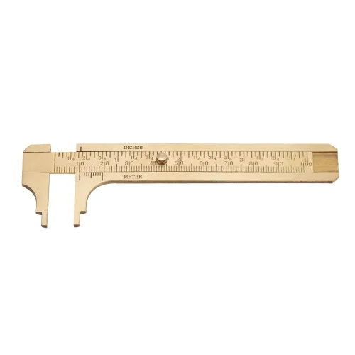 Miniatura 2 de Calibre de latón de calibre de 3.937 in / 4 pulgadas, calibrador de bolsillo Vernier para medición de joyas de alambre de cuentas (doble escala)
