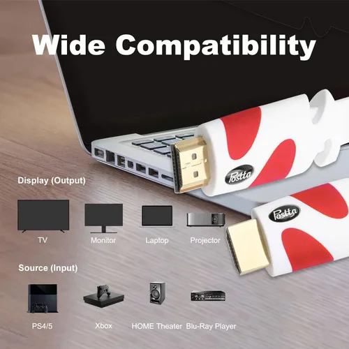 Miniatura 2 de Postta Cable HDMI plano de 100 pies, cable HDMI 2.0 plano con refuerzo de señal incorporado soporte 4K (2160P), 3D, 2K (1080P), Ethernet y retorno